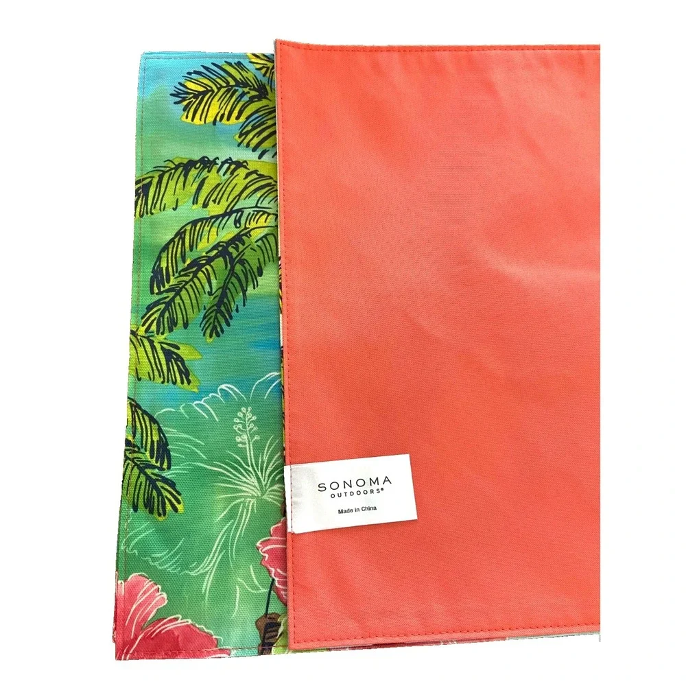Sonoma Outdoors Hawaiian Hibiscus Tropical Placemats Set of 4 Palm Trees Coastal